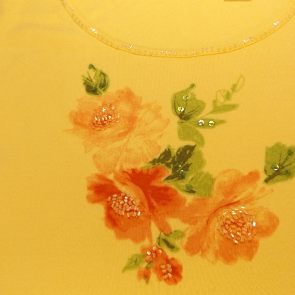 Emma James Liz Claiborne Floral Blazer and Beaded Tank Top Set Yellow Peach 8 - Picture 5 of 15